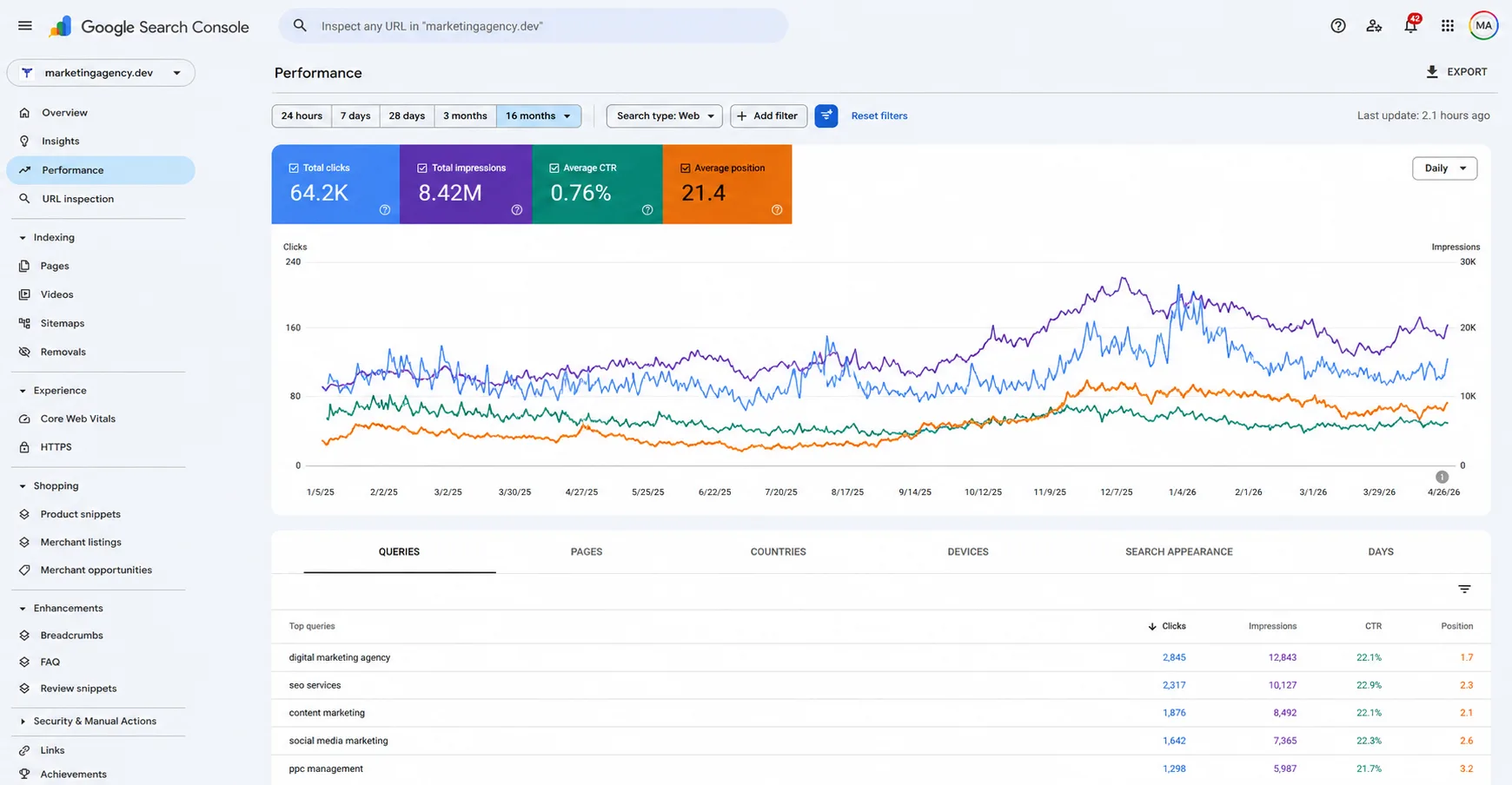 search.google.com · Performance report