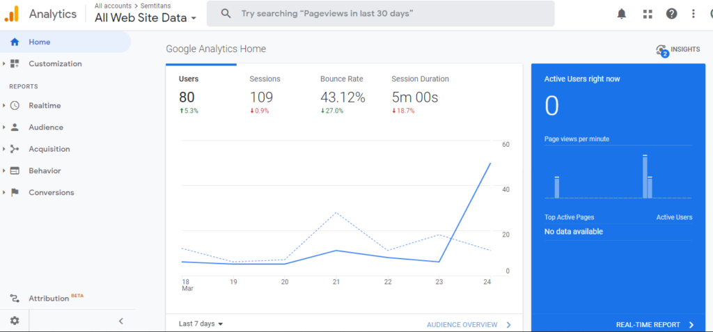 Google Analytics Home