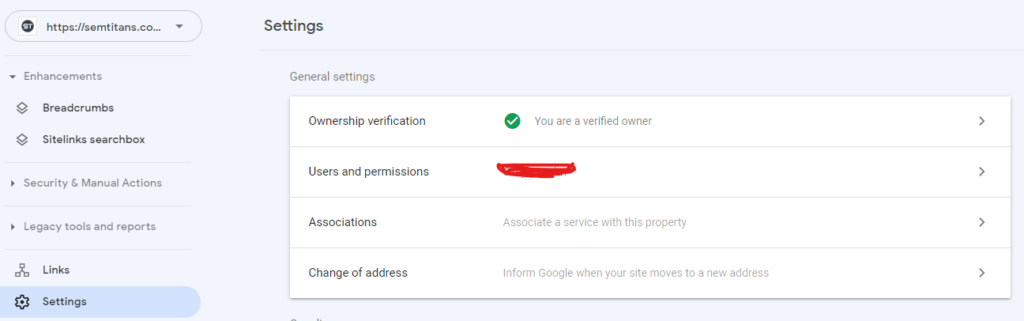 Google Search Console Settings