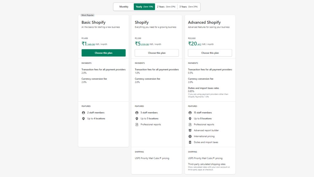 Shopify Subscription Plans