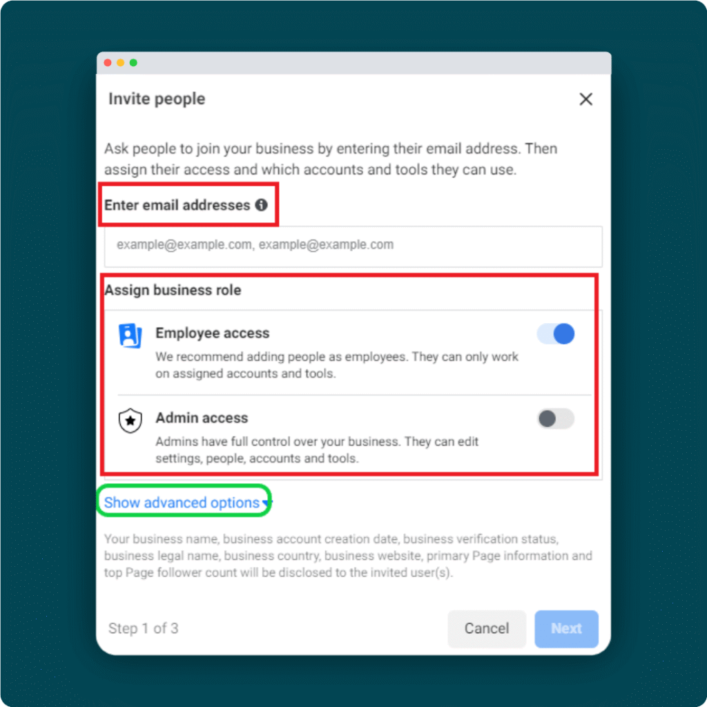 This is how you add someone to your facebook business manager by entering email ID and assigning business role.