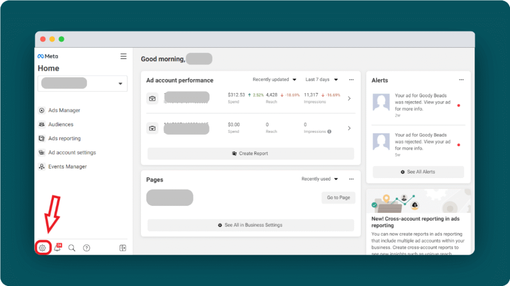 Sign in to facebook business manager to see Meta Business Settings dashboard