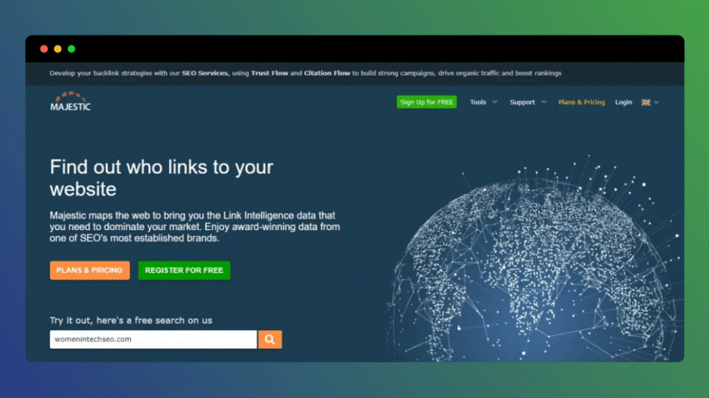 Majestic - competitor analysis example website 10