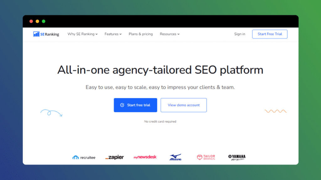 SE Ranking - Competitor analysis example website 1