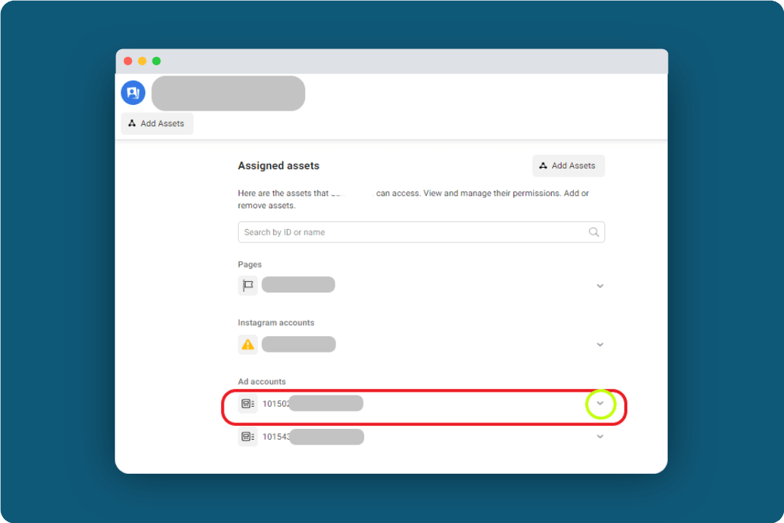 View level of permissions to give access to business manager